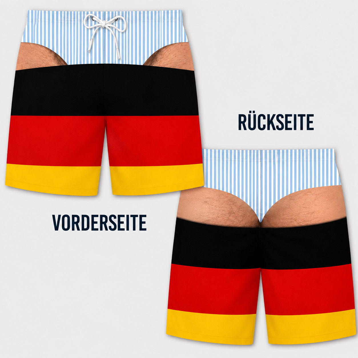 Lustige Herren-Badeshorts mit optischer Täuschung – Perfekt für Party & Urlaub