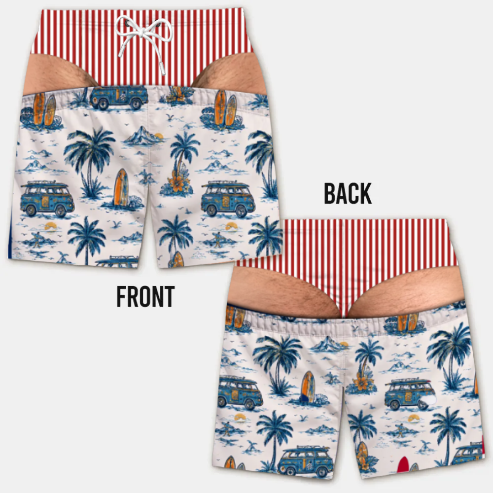 Lustige Herren-Badeshorts mit optischer Täuschung – Perfekt für Party & Urlaub