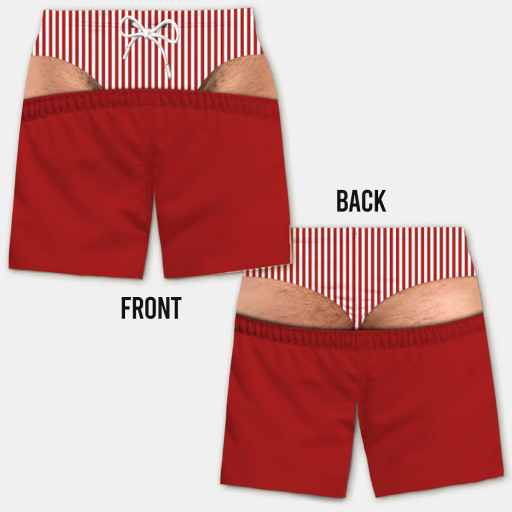 Lustige Herren-Badeshorts mit optischer Täuschung – Perfekt für Party & Urlaub
