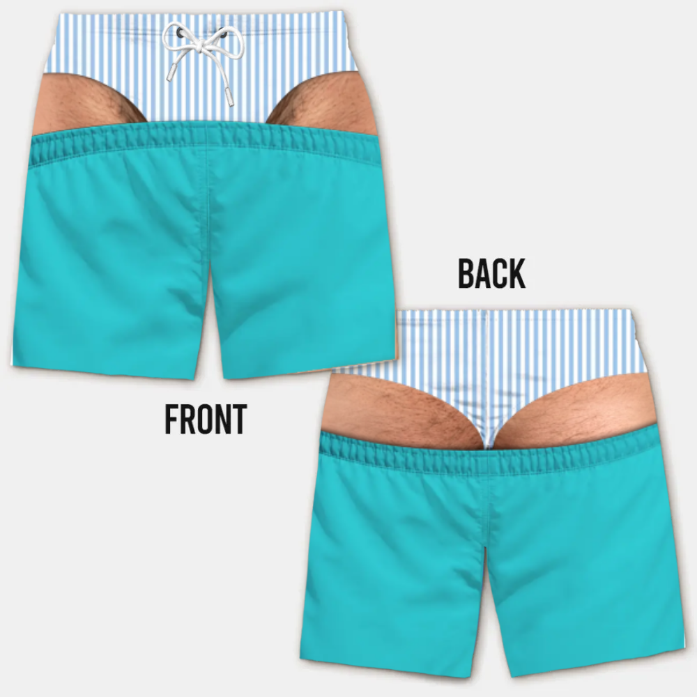 Lustige Herren-Badeshorts mit optischer Täuschung – Perfekt für Party & Urlaub